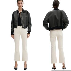 MANGO Raw Hem Boot Crop Jeans NWOT